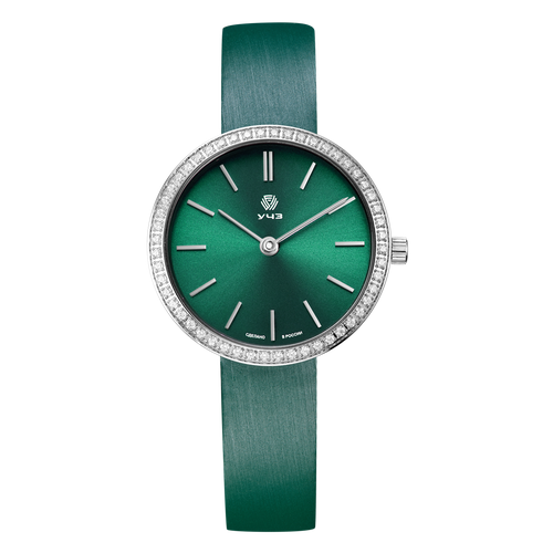Наручные часы УЧЗ 3050L-2, серебряный, зеленый обычный товар учз 3050l 2