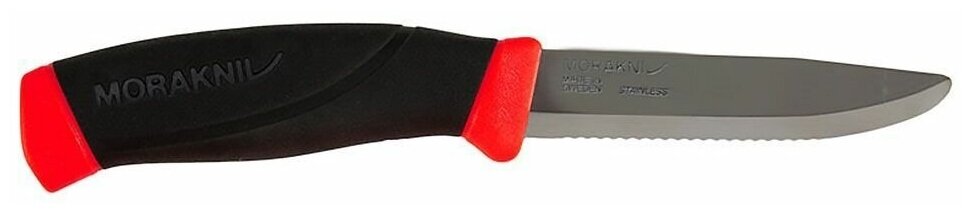 Нож Morakniv Companion F (11828) стальной лезв.99мм серрейт. заточка черный/красный - фото №4