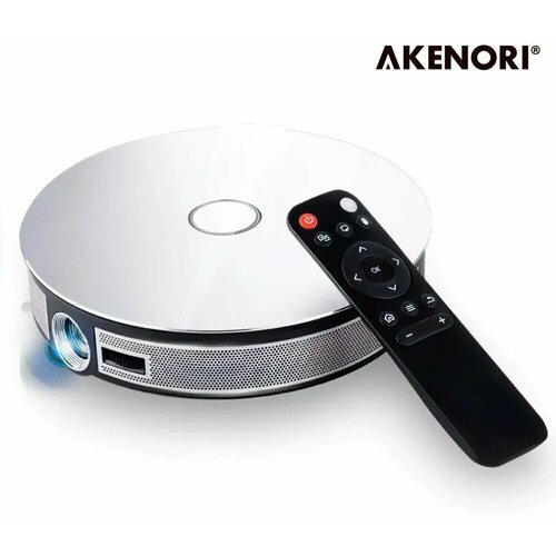 Портативный мини проектор премиум класса домашний кинотеатр Akenori LED-01A DLP круглый 12000mAh 4K 3D серебристый 5950000₽
