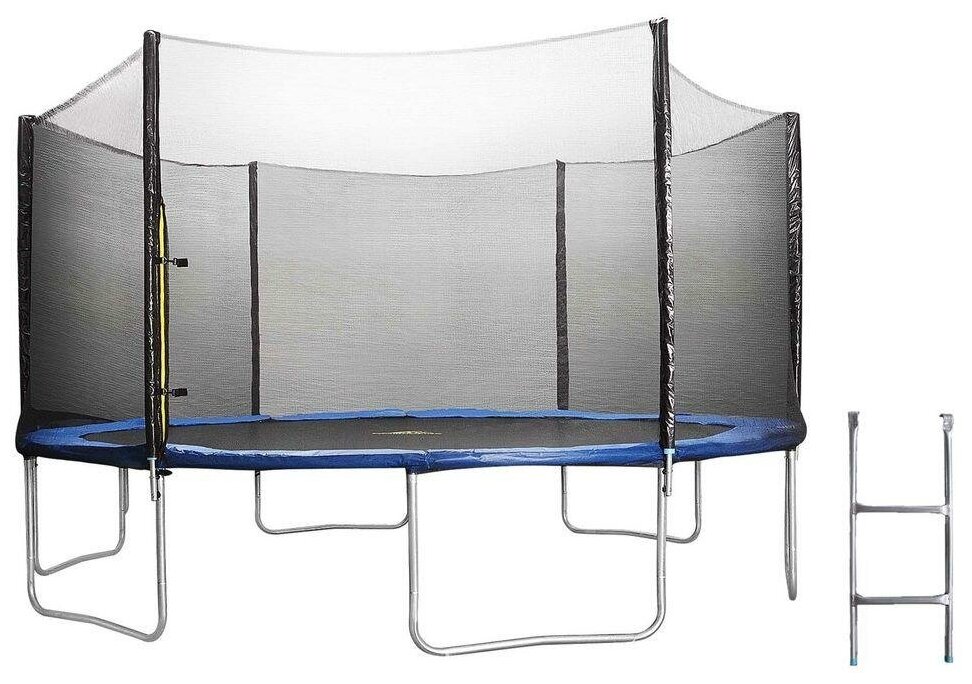 Каркасный батут DFC Trampoline Fitness 14FT-TR-E с лестницей 427х427х269 см синий