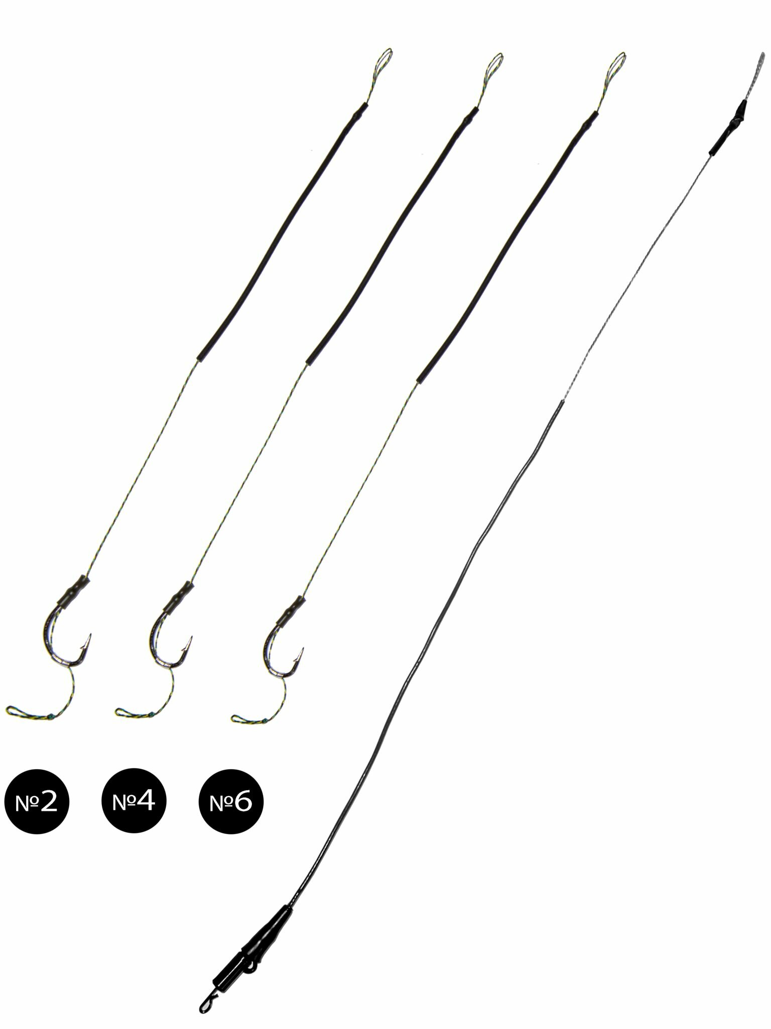 Монтаж карповый с клипсой набор крючок №2 №4 №6 3шт под бойл