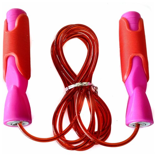 фото Скакалка с подшипником 2,8 м. пп/трос (розово-красная) hawk