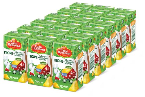 Пюре Сады Придонья груша, с 4 месяцев, Tetra Pak, 125 г, 18 шт.