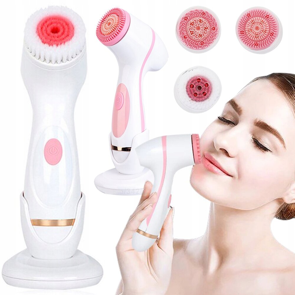 Щетка электрическая для очищения и массажа лица Cnaier spin facial brush, щетка-массажер, розовый - фотография № 5