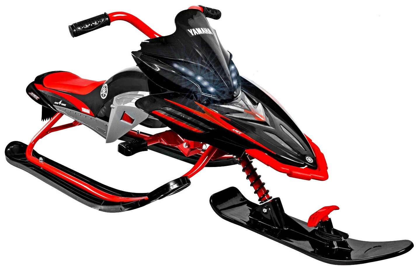 Снегокат детский Yamaha Apex Snow Bike with LED-light, мягкое сиденье black/red