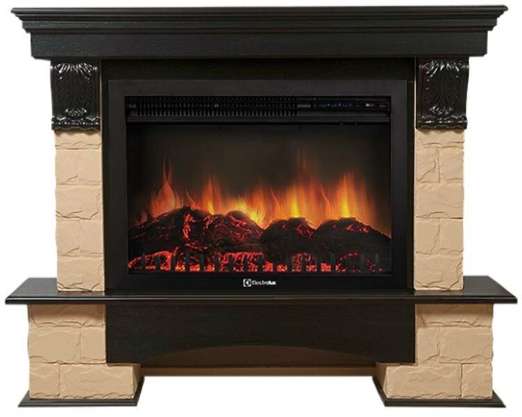 Портал Firelight Forte 30U (угловой) камень бежевый, шпон темный дуб