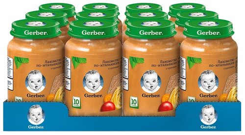 Пюре Gerber Лакомство по-итальянски, с 10 месяцев, 200 г, 12 шт.