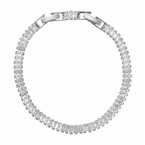 фото Uvi теннисный браслет с белыми кристаллами огранка багет с дополнительным звеном