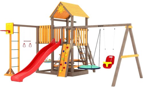 Детская игровая площадка IgraGrad Панда Фани с балконом модель 1 (спортивно-игровая площадка для дачи и улицы)