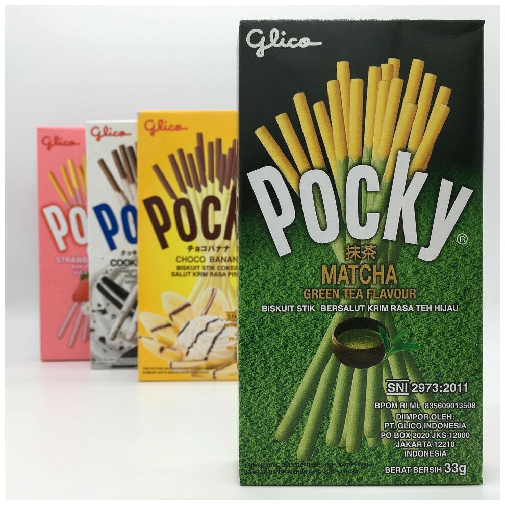 Шоколадные палочки Pocky Matcha Green Tea & Покки Зеленый чай 33 г. (Тайланд) - фотография № 2