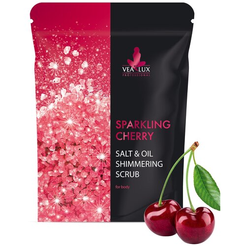 Скраб-шиммер для тела Vealux Sparkling Cherry искрящийся, с маслом вишни и экстрактом ацеролы, 200 г