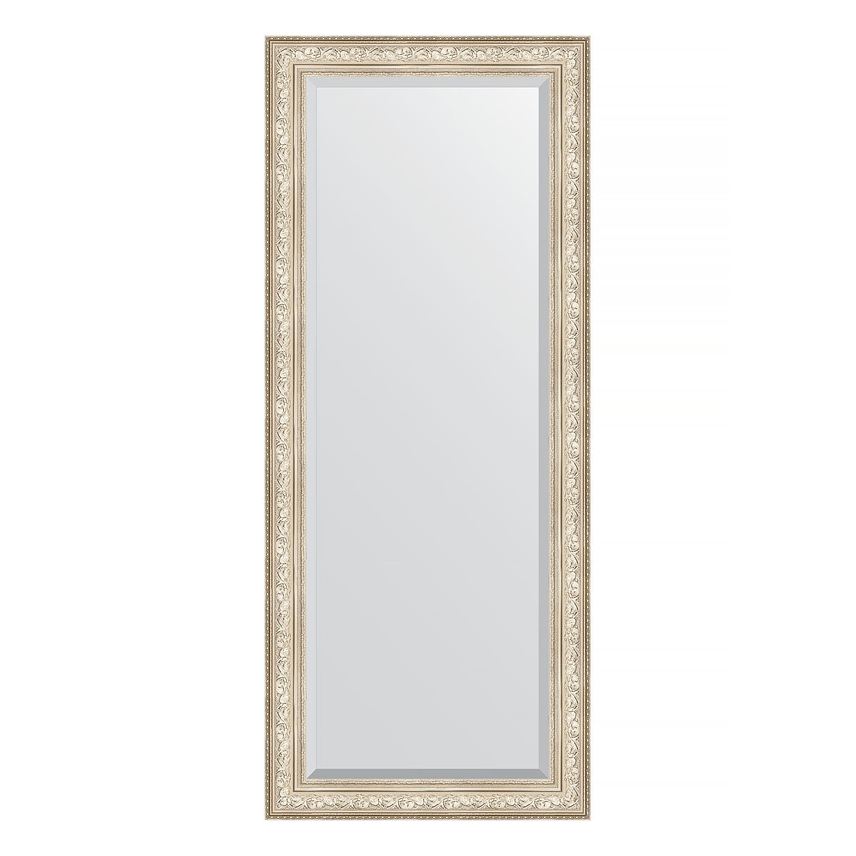 Зеркало напольное с фацетом EVOFORM в багетной раме виньетка серебро, 85х205 см, для гостиной, прихожей, кабинета, спальни и ванной комнаты, BY 6136
