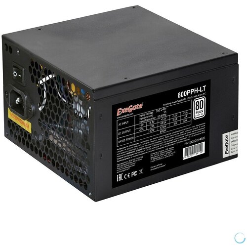 Exegate EX282044RUS Блок питания 600W Exegate 600PPH-LT 80 RTL ATX black APFC 12cm 24p 44p 5SATA 3IDE 3900₽