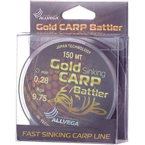 Монофильная леска ALLVEGA Gold Carp Battler d=0.28 мм, 150 м, 9.75 кг, коричневая, 1 шт.