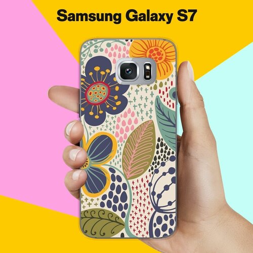 Силиконовый чехол на Samsung Galaxy S7 Цветы / для Самсунг Галакси С7 жидкий чехол с блестками единорог с розовой гривой на samsung galaxy s7 самсунг галакси с 7
