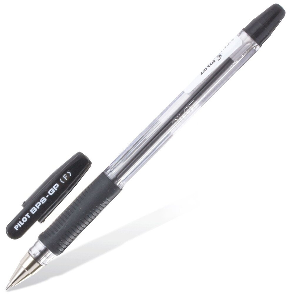 Ручка шариковая Pilot масляная BPS-GP, корпус прозрачный, 0,7 мм, линия 0,32 мм, черная (BРS-GP-F)