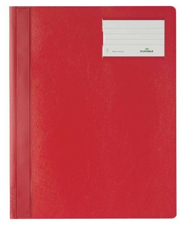 Папка - скоросшиватель Durable, для документов, с карманом для маркировки, A4+, ПВХ, красный