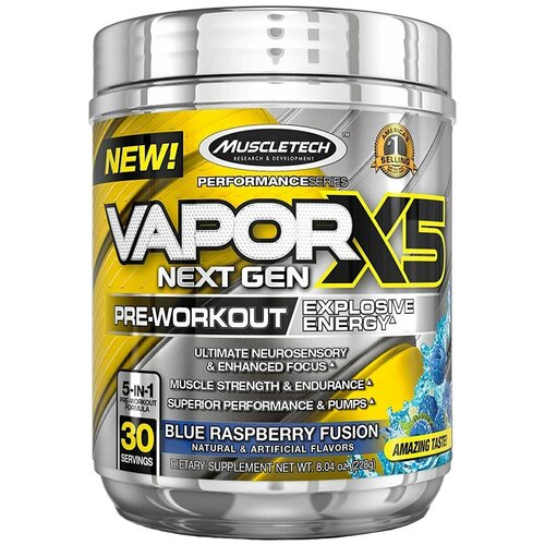 фото Предтренировочный комплекс muscletech vapor x5 next gen, 30 порций (фруктовый пунш) / для набора массы и похудения, мужчин и женщин