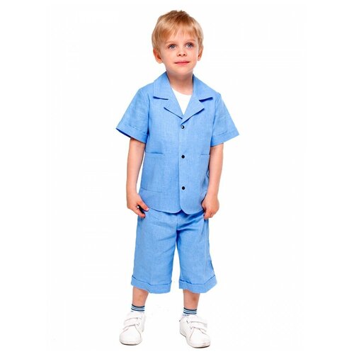 Комплект одежды Дашенька, майка и бриджи, нарядный стиль, размер 116, синий