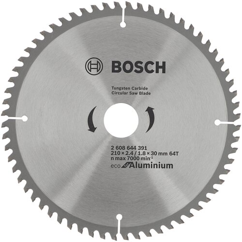 Пильный диск BOSCH Eco Aluminium 2608644391 210х30 мм диск пильный bosch eco al 210 ммx30 мм 64зуб 2608644391