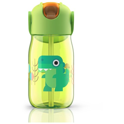 Бутылочка детская с силиконовой соломинкой 415 мл зелёная