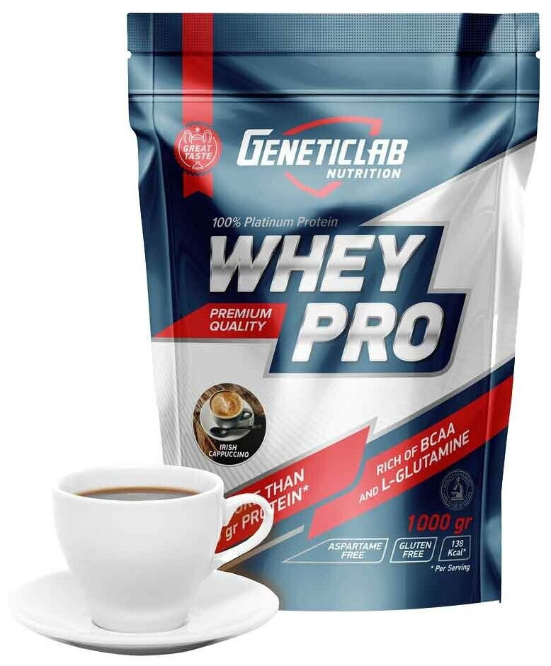 Сывороточный протеин GeneticLab Nutrition, Whey Pro, 1000 грамм, Россия, Капучино