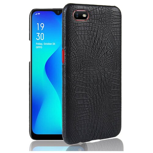 фото Чехол-панель mypads для oppo a1k / realme c2 2/16gb тонкий задний бампер на пластиковой основе с отделкой под кожу крокодила черный