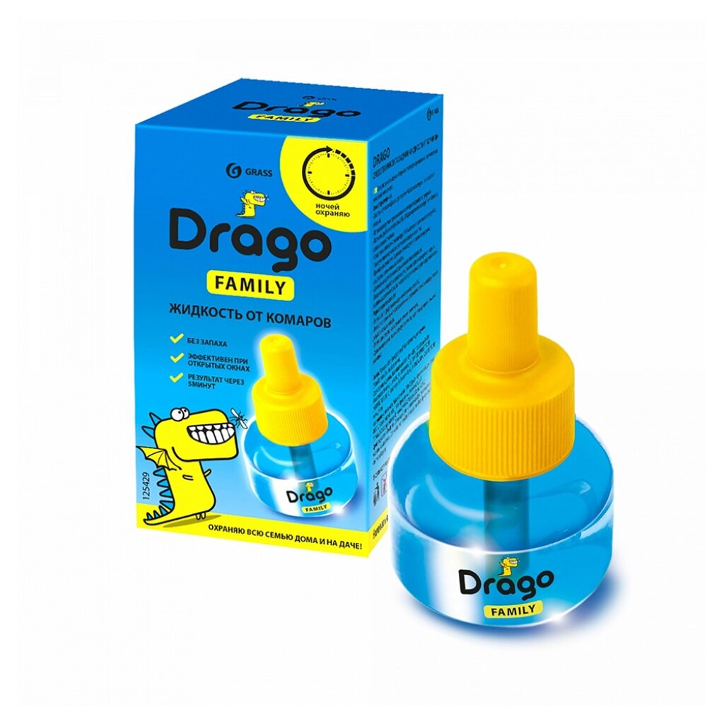 Жидкость для фумигатора Grass Drago family от комаров NS-0001, 48 г, 30 мл, 30 ночей, синий