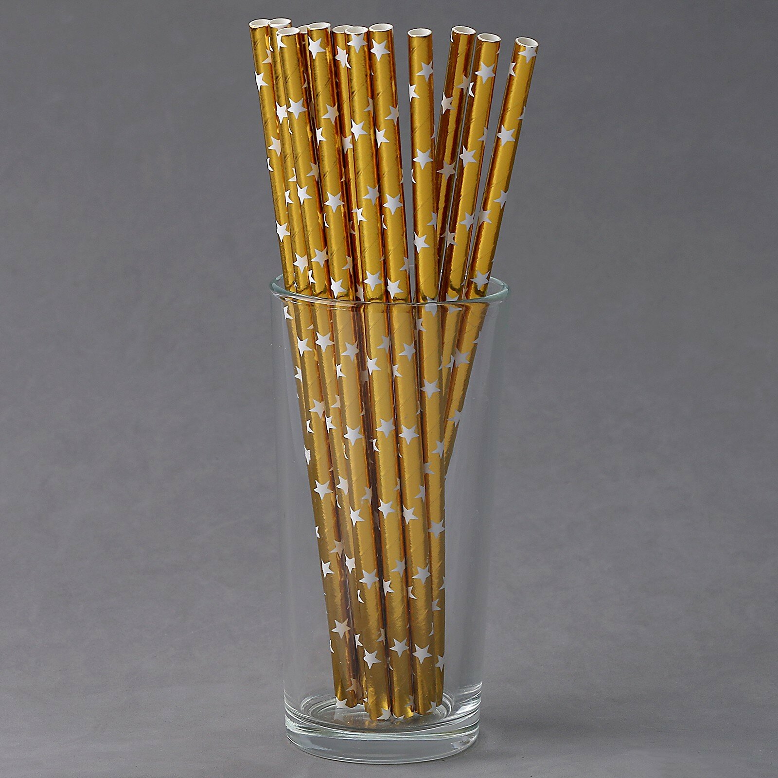 Трубочки для коктейля "Звезды" набор 12 шт., цвет золото - фотография № 3
