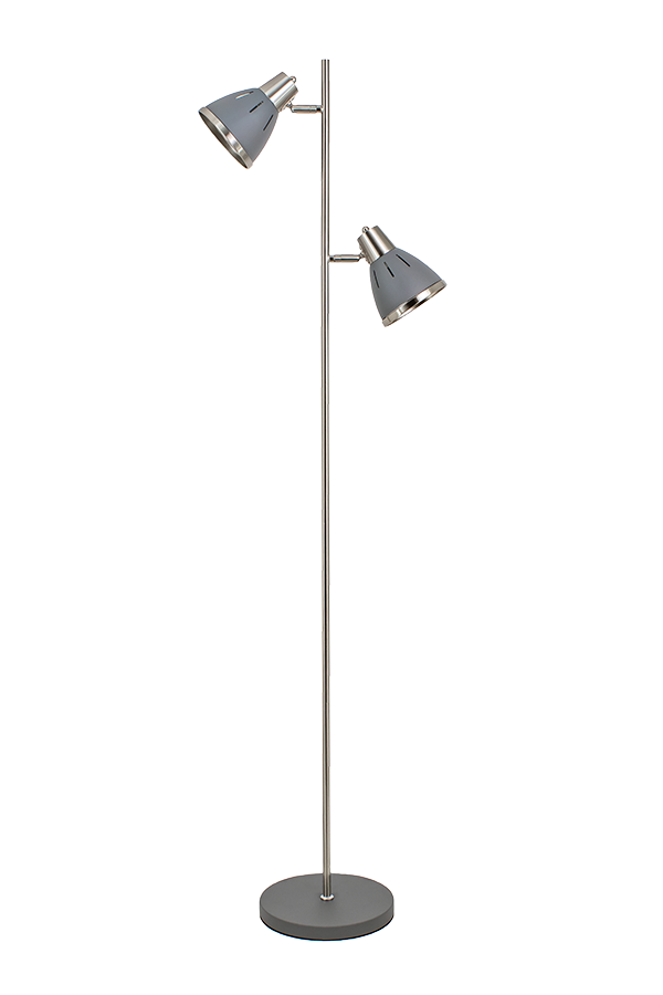 Напольный светильник. Торшер с двумя лампами, сменная лампочка, 60Вт. Антрацит матовый.