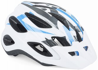 Шлем 8-9001359 спортитный с сеточкой Sector 165 18 отверстий, INMOLD бело- сине- серый 54-58см 236г. AUTHOR
