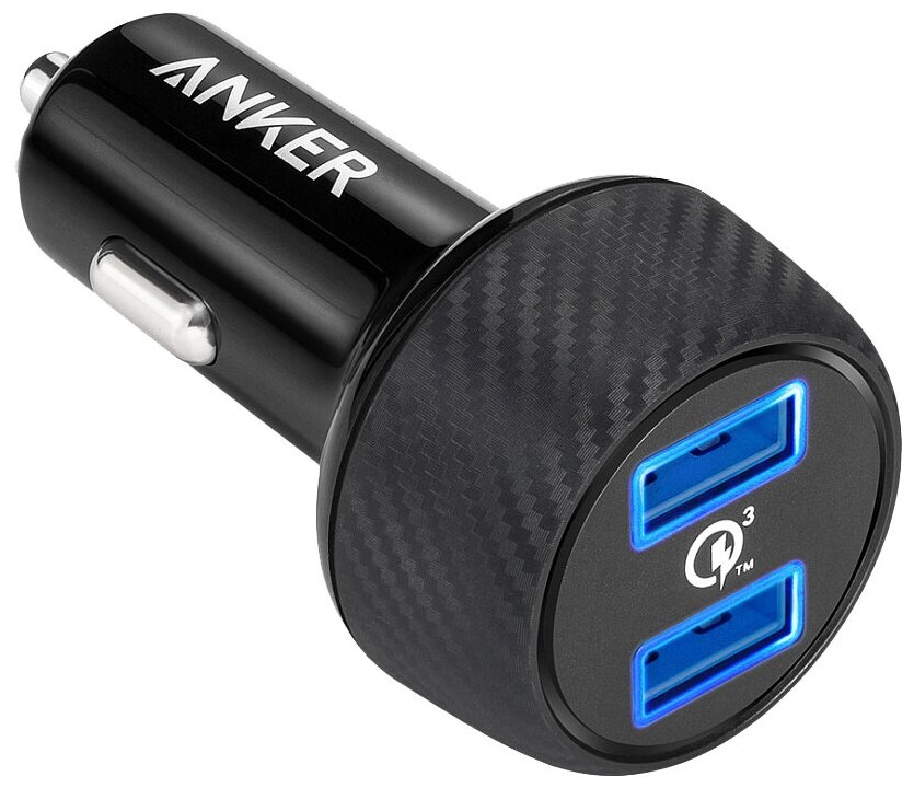 Автомобильное зарядное устройство Anker PowerDrive Speed 2 2xUSB (QC 3.0), 3A, черное (A2228H11)