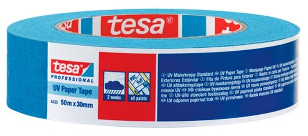 Лента малярная Tesa УФ-стойкая синяя 30 мм 50 м (2 недели) - фотография № 6