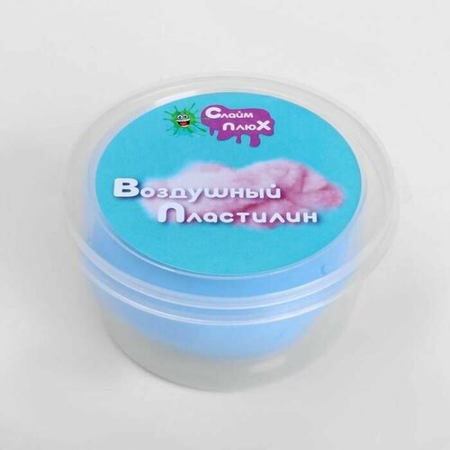Пластилин Плюх, воздушный, голубой, в пластиковой банке, 1 шт