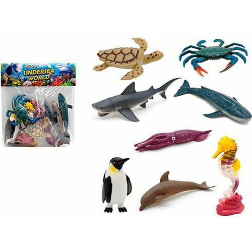 набор фигурок tongde морские обитатели 13 предметов в пакете lt03 10 Игровой набор Фигурки морские животные 8 штук Q502-8 в пакете Tongde