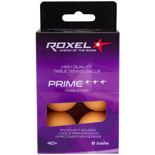 фото Мяч для настольного тенниса roxel 3* prime, оранжевый, 6 шт.