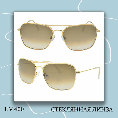 фото Солнцезащитные очки lero, квадратные, оправа: металл, градиентные, с защитой от уф, золотой