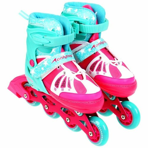фото Onlytop роликовые коньки раздвижные onlytop, р. 30-33, светящиеся колёса pu 64 мм