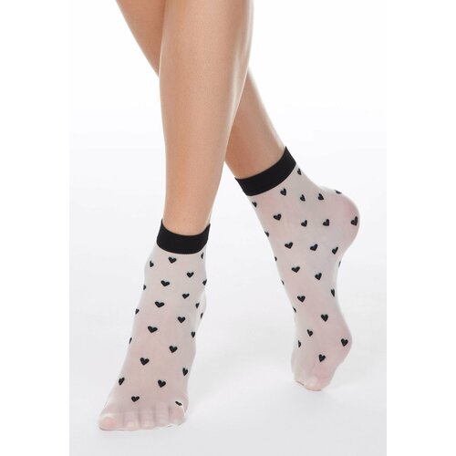 фото Женские носки conte укороченные, капроновые, 20 den, размер 23-25, белый