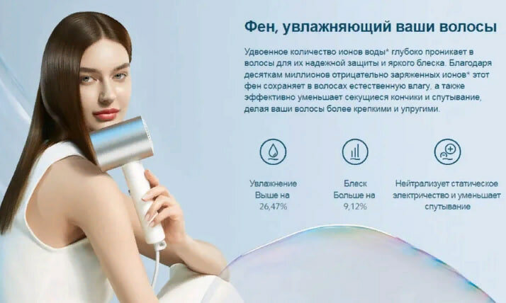 Фен Xiaomi Water Ionic Hair Dryer H500 EU - фото №4