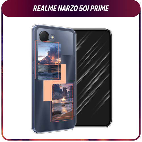 Силиконовый чехол на Realme Narzo 50i Prime / Реалми Нарзо 50i Прайм Sky collage, прозрачный силиконовый чехол на realme narzo 50i prime реалми нарзо 50i прайм сотворение адама