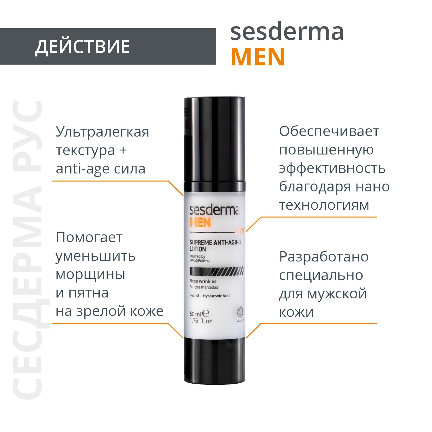 Sesderma Лосьон антивозрастной Sesderma для мужчин, 50 мл (Sesderma, Sesderma ) - фото №2