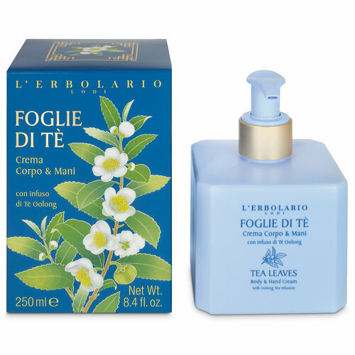 L'ERBOLARIO Крем для тела и рук увлажняющий тонизирующий TEA LEAVES BODY & HAND CREAM, 250мл