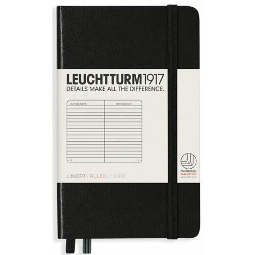 Leuchtturm 334821 Блокнот leuchtturm classic, a6, 80 г/м2, 187 стр, в линейку, твердая обложка, черный блокнот classic pocket а6 96 листов в линейку