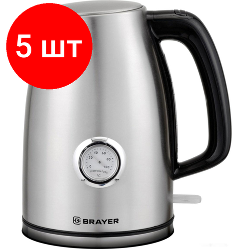 Комплект 5 штук Чайник электрический BRAYER 2200Вт17 л STRIX стальной термометрBR1022 2317900₽