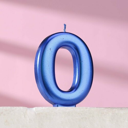 SUI Свеча для торта Европейская гигант цифра 0 7 см синий металлик 278₽