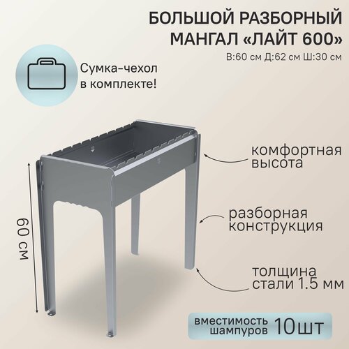 Мангал Биохит Лайт 600 большой разборный походный с сумкой