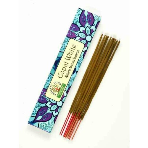 COPAL WHITE Natural Masala Incense, Namaste India (белый копалл натуральные масала благовония, Намасте Индия), уп. 15 г.