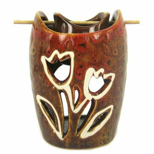 Аромалампа ваза С цветами овальная (керамика, 10 х 7 см.), 1 шт.