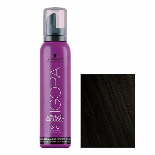 Schwarzkopf Igora Expert Mousse Тонирующий мусс для волос 3-0 Темный коричневый натуральный, 100 мл. тонирующий мусс для волос 3 в 1 schwarzkopf русый 120 мл